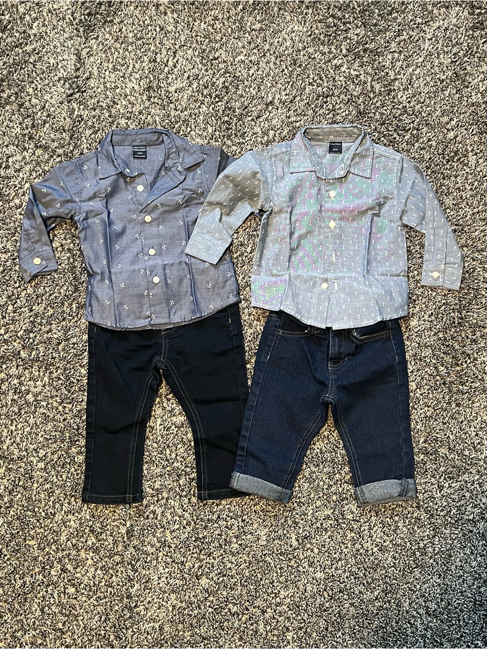 Nautica 12mo Baby Boy Bundle – Dark Wash Jeans & Anchor Button Ups